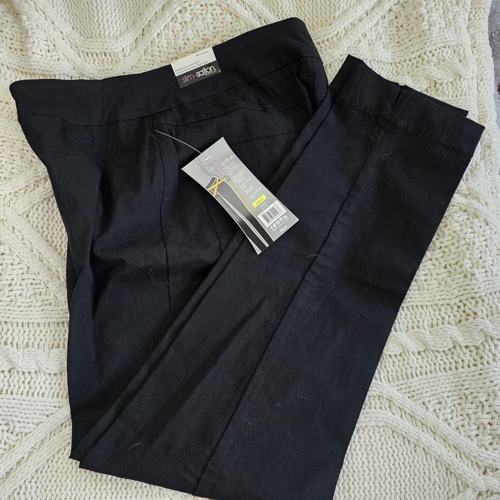 Slim-Sation‎ Ankle Pant Black Tummy Control Pull On Women Size 4 NWT